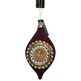 TEAR DROP SHAPE WITH CENTER REFLECTOR ORNAMENT HOLIDAY DECOR BURGANDY/GOLD