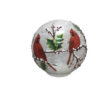 LED CARDINALS AND HOLLY TABLETOP GLOBES WITH TIMER HOLIDAY DECOR 7"