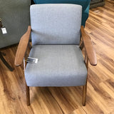 WOOD/FABRIC ACCENT CHAIR GRAY