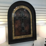 ARCHED FRAMED SHADOW BOX WITH CROSS WALL DECOR 30H X 42W