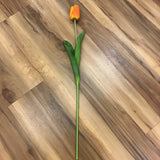 SILK WITH REAL TOUCH SINGLE TULIP STEM FLORAL/GREENERY ORANGE 26.75