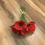 REAL TOUCH MINI POPPY BUNDLE (6 STEMS) FLORAL/GREENERY RED 11"
