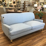 UPHOLSTERED ON CASTERS (DANN FOLEY LIFESTYLE) SOFA BABY BLUE 35H X 74W X 40D