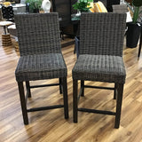ASHLEY (PARADISE TRAIL) 2 WICKER DESIGN BARSTOOLS OUTDOOR/PATIO BROWN 44H X 20W X 26D