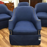 HICKORY SWIVEL WITH NAILHEADS ACCENT CHAIR BLUE 37H X 33W X 35D