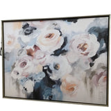 FRAMED CANVAS WITH ROSES ART 48H X 37W X 2.5D