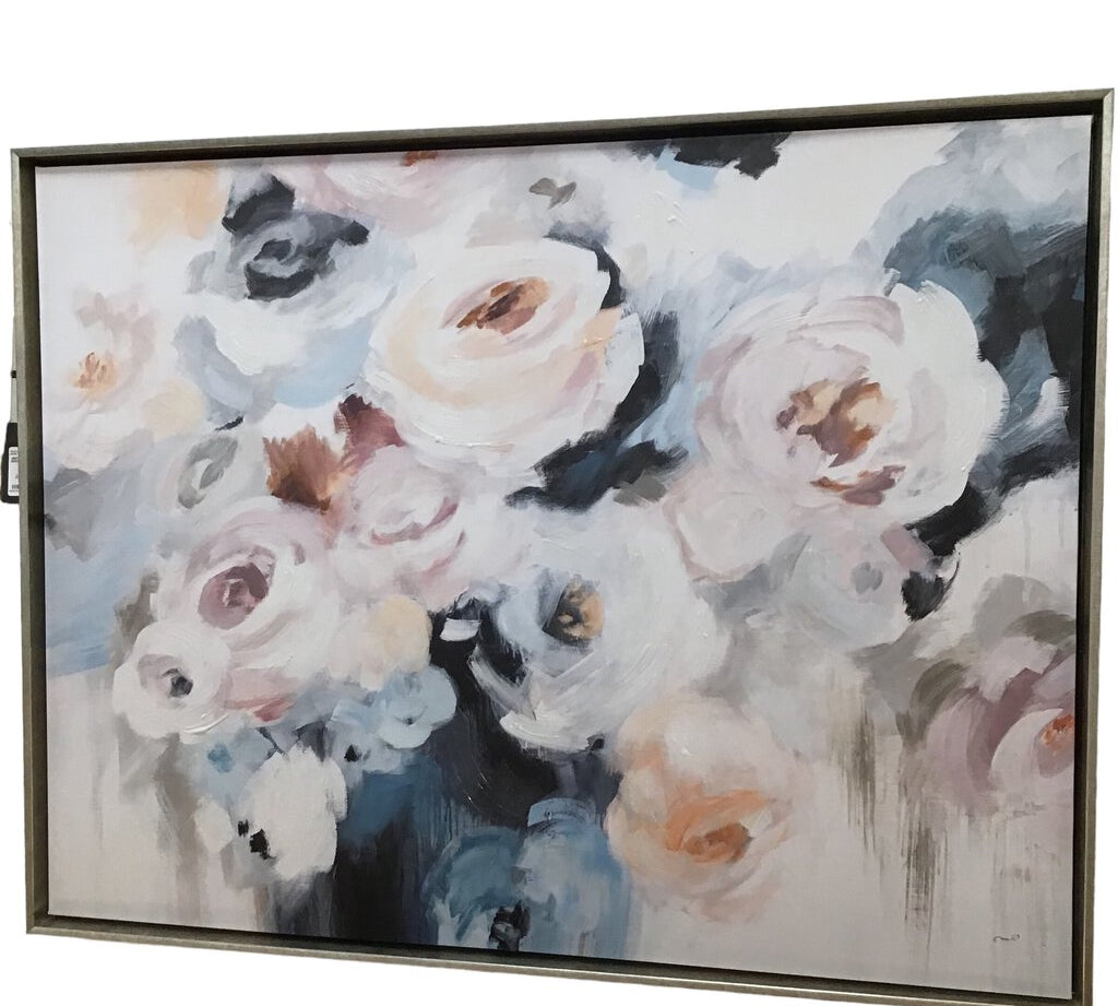 FRAMED CANVAS WITH ROSES ART 48H X 37W X 2.5D