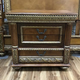 HORCHOW 4 PC.(BELLISIMO)QUEEN SZ. BED/NIGHTSTAND/CHEST/DRESSER/ BEDROOM BROWN/GOLD