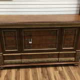 HORCHOW 4 PC.(BELLISIMO)QUEEN SZ. BED/NIGHTSTAND/CHEST/DRESSER/ BEDROOM BROWN/GOLD