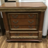 HORCHOW 4 PC.(BELLISIMO)QUEEN SZ. BED/NIGHTSTAND/CHEST/DRESSER/ BEDROOM BROWN/GOLD