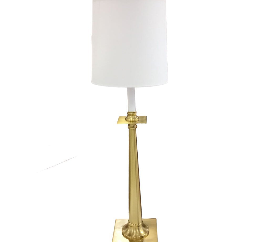 METAL WITH SHADE LAMP/LIGHTING ANTIQUE BRASS/WHITE 34"