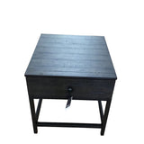 WOOD/METAL WITH DRAWER END TABLE BLACK/CHARCOAL 24H X 22W X 24D