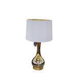 GLASS WITH DRUM SHADE LAMP/LIGHTING GOLD 15 X 15 X 23