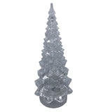 CLEAR ACRYLIC LED TREE WITH SWIRLING HOLIDAY DECOR 11.75"
