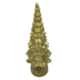 LED MERCURY GLASS TREE ON PEDESTAL HOLIDAY DECOR GOLD 13"