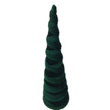 VELVET SPIRALED FABRIC CONE TREE HOLIDAY DECOR DARK GREEN 12.5"