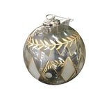 GILDED LEAF ETCHED CLEAR GLASS ORNAMENT HOLIDAY DECOR GOLD 3.5"