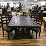 RUSTIC DINING TABLE WITH 4 CHAIRS DINING ROOM SET BROWN 31H X 84W X 47D