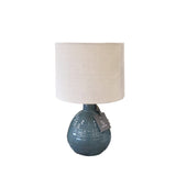 CERAMIC WITH NATURAL LINEN SHADE LAMP/LIGHTING TURQUOISE
