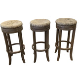 POTTERY BARN SET OF 3 BARSTOOL TAUPE/NATURAL 31H X 15W X 5D