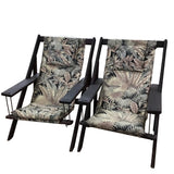 CUSTOM MADE SET OF 2 CHAIRS WITH FLORAL DESIGN OUTDOOR/PATIO 44H X 32W X 42D