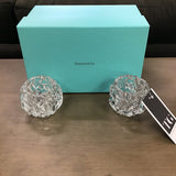 Tiffany & Co. 2 ROCK CUT VOTIVES CANDLE HOLDERS CRYSTAL 2.5"H